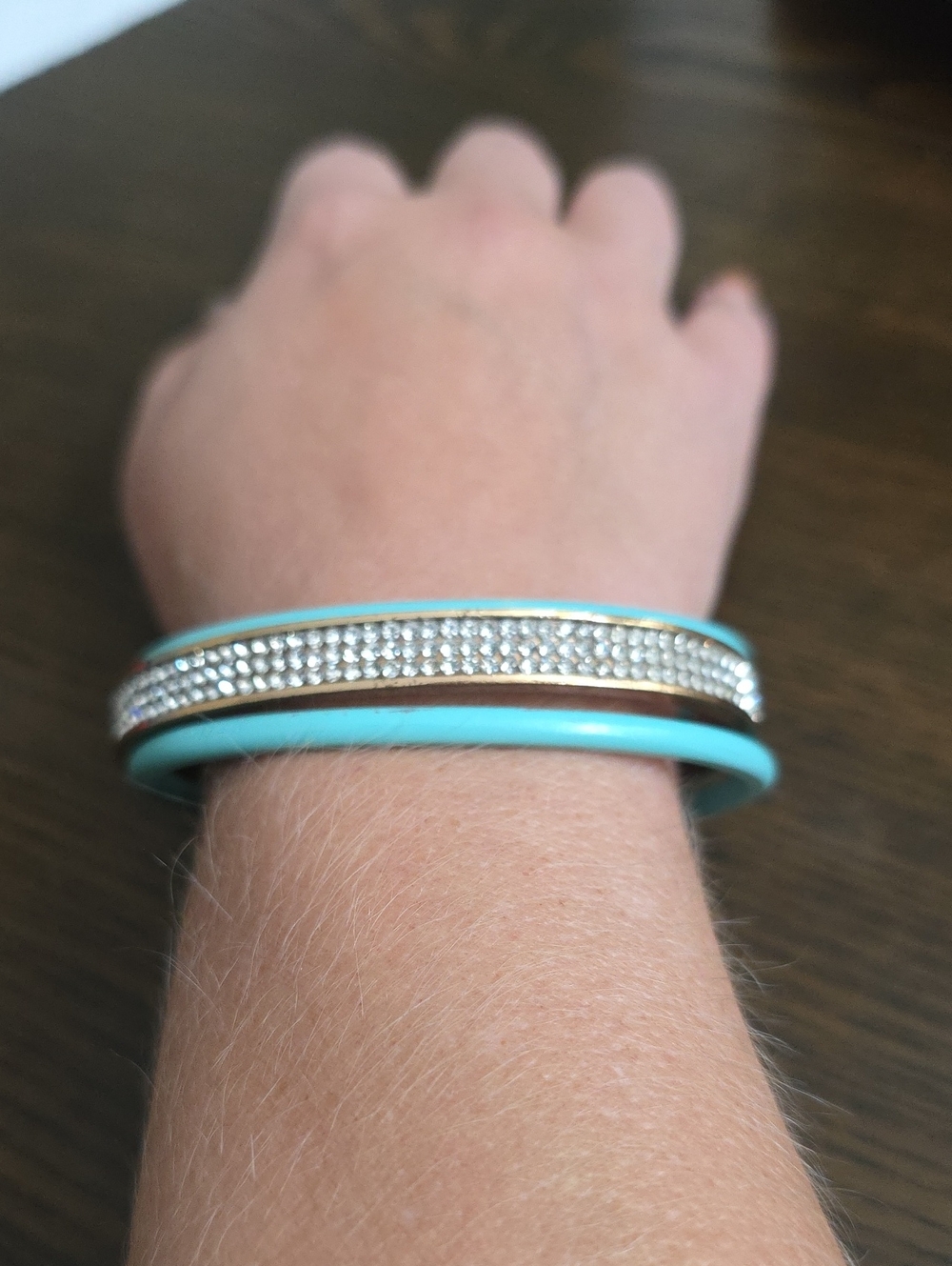Turquoise Multi-Row Rhinestone Bracelet